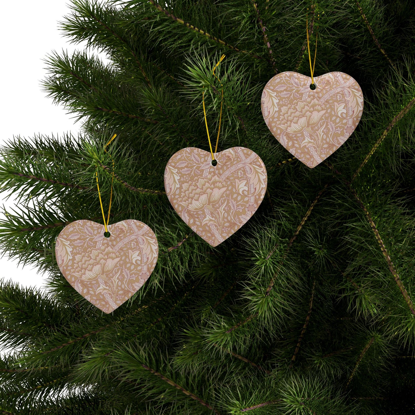 Ceramic Christmas Ornaments inspired by William Morris - Windrush Collection (Path) - Double Sided Print: 1pc, 3pcs, 5pcs, 10pcs