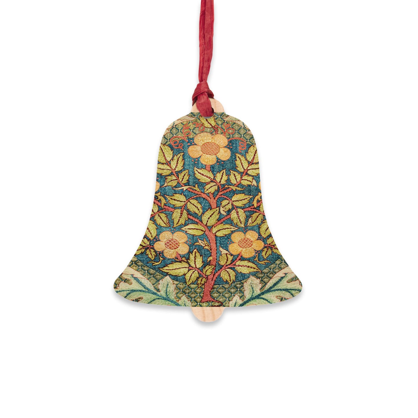 Wooden Christmas Ornaments inspired by William Morris - Rose Wreath Collection