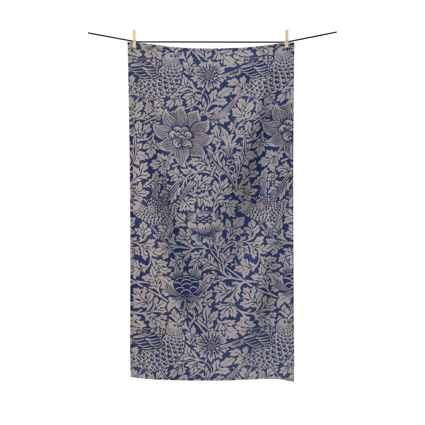 Luxury Polycotton Towel inspired by William Morris - Bird and Anemone Collection