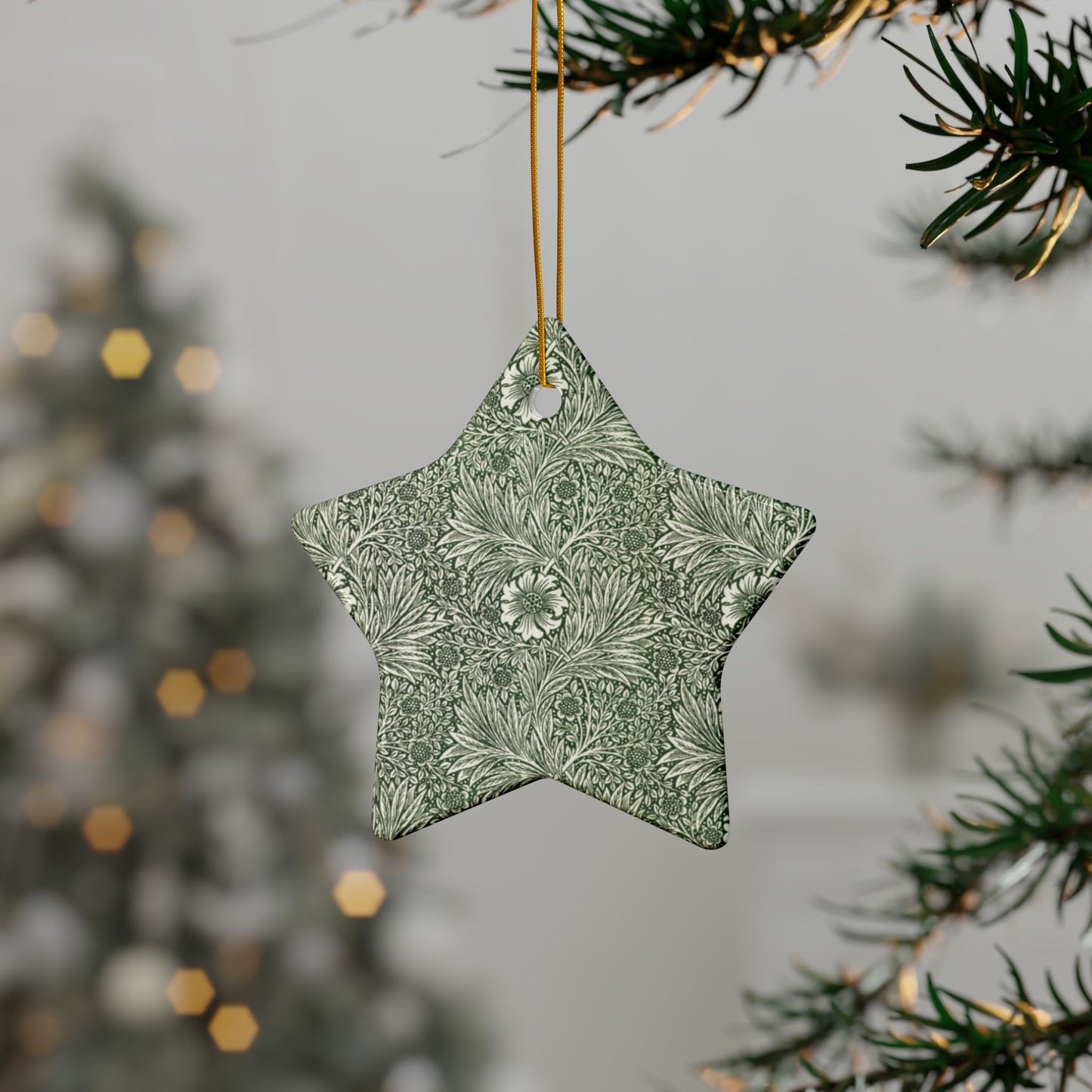 Ceramic Christmas Ornaments inspired by William Morris - Marigold Collection - Double Sided Print: 1pc, 3pcs, 5pcs, 10pcs