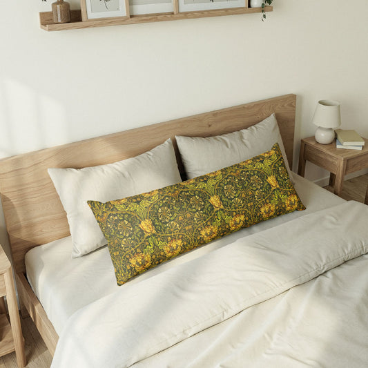 Body Pillow inspired by William Morris - Honeysuckle & Tulip Collection (Gold)