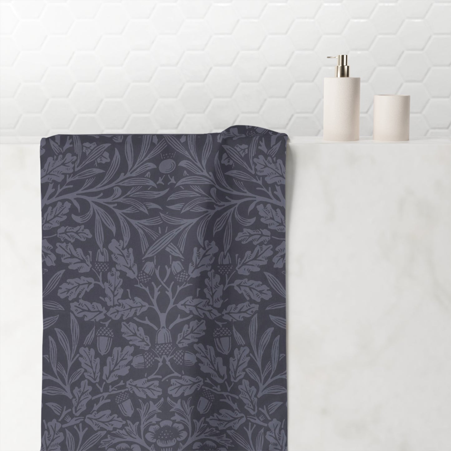 Mink Cotton Towel – Luxe Charcoal Botanical Jacquard Beach & Bath Towel