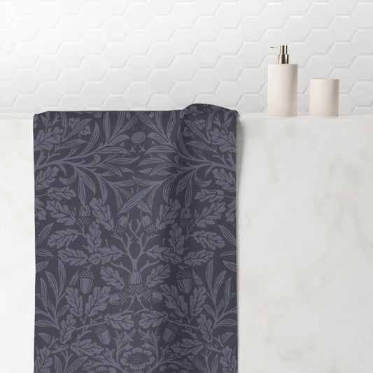 Mink Cotton Towel – Luxe Charcoal Botanical Jacquard Beach & Bath Towel