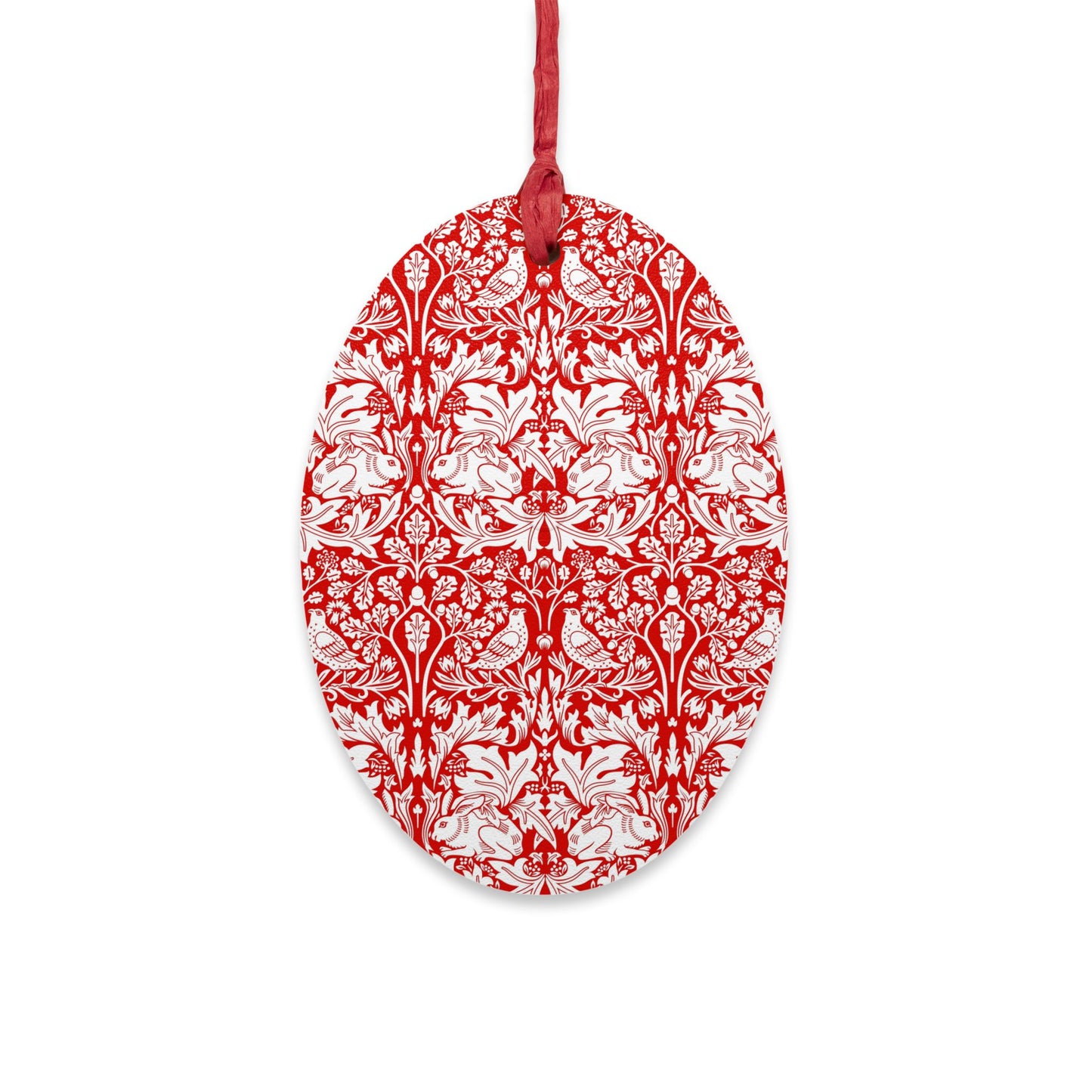 Wooden Christmas Ornaments inspired by William Morris - Brer Rabbit Collection (Red)