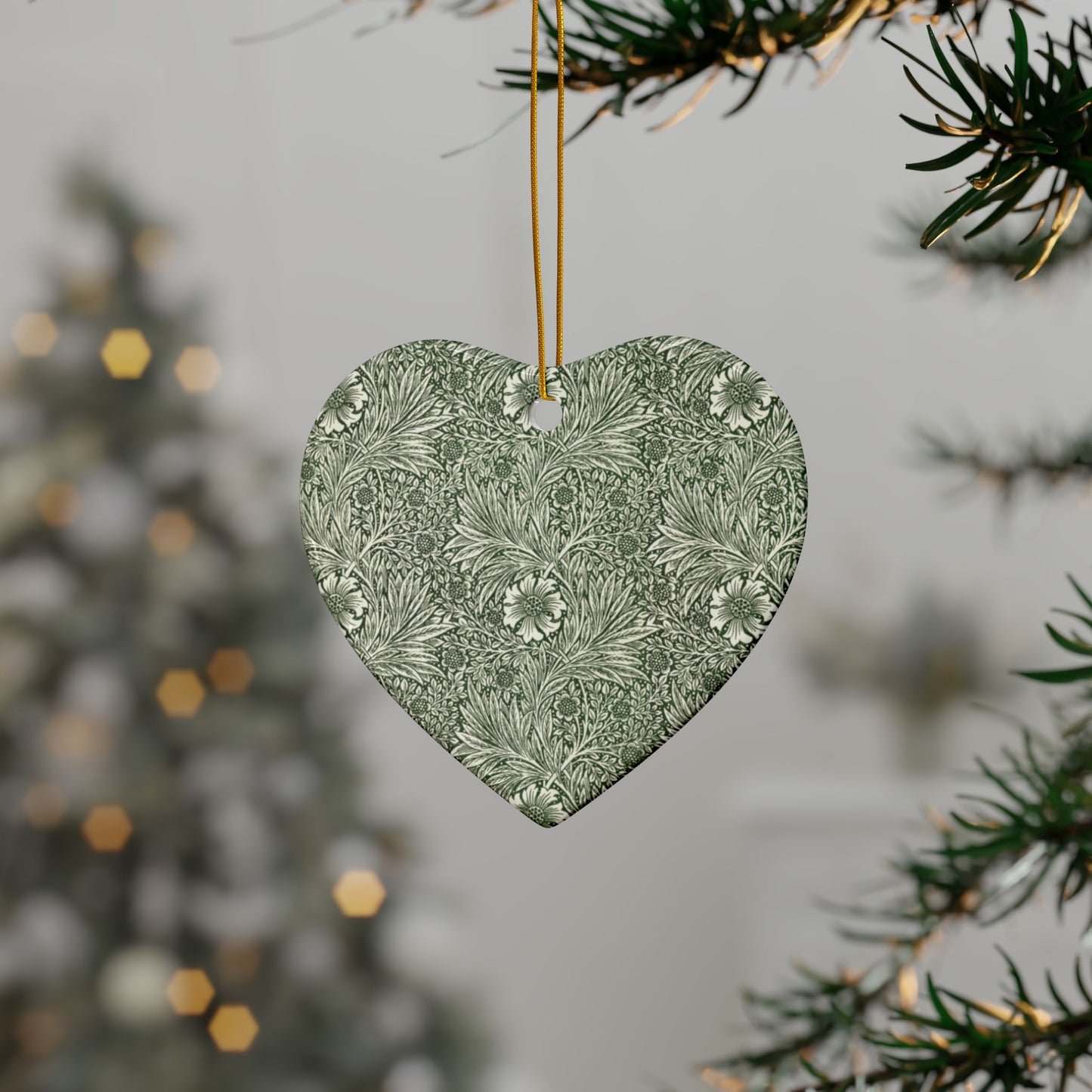 Ceramic Christmas Ornaments inspired by William Morris - Marigold Collection - Double Sided Print: 1pc, 3pcs, 5pcs, 10pcs