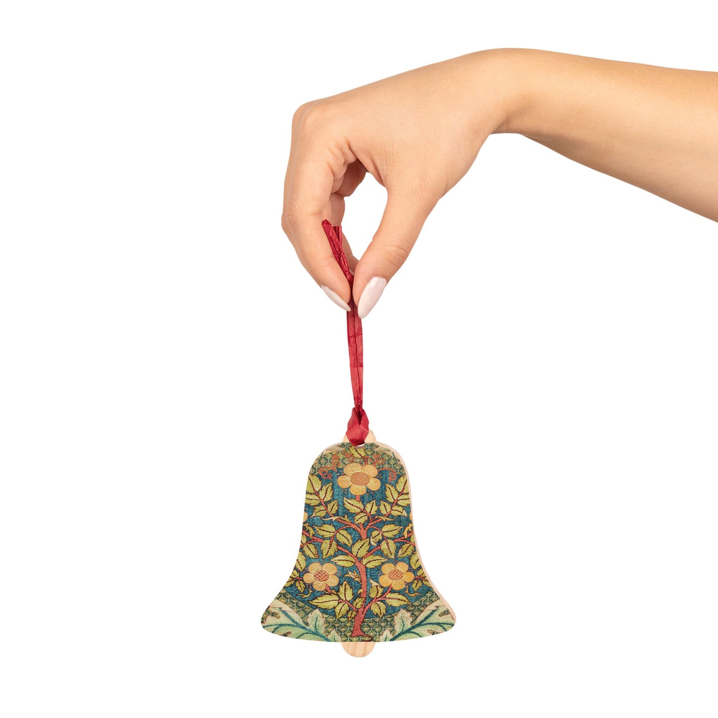 Wooden Christmas Ornaments inspired by William Morris - Rose Wreath Collection