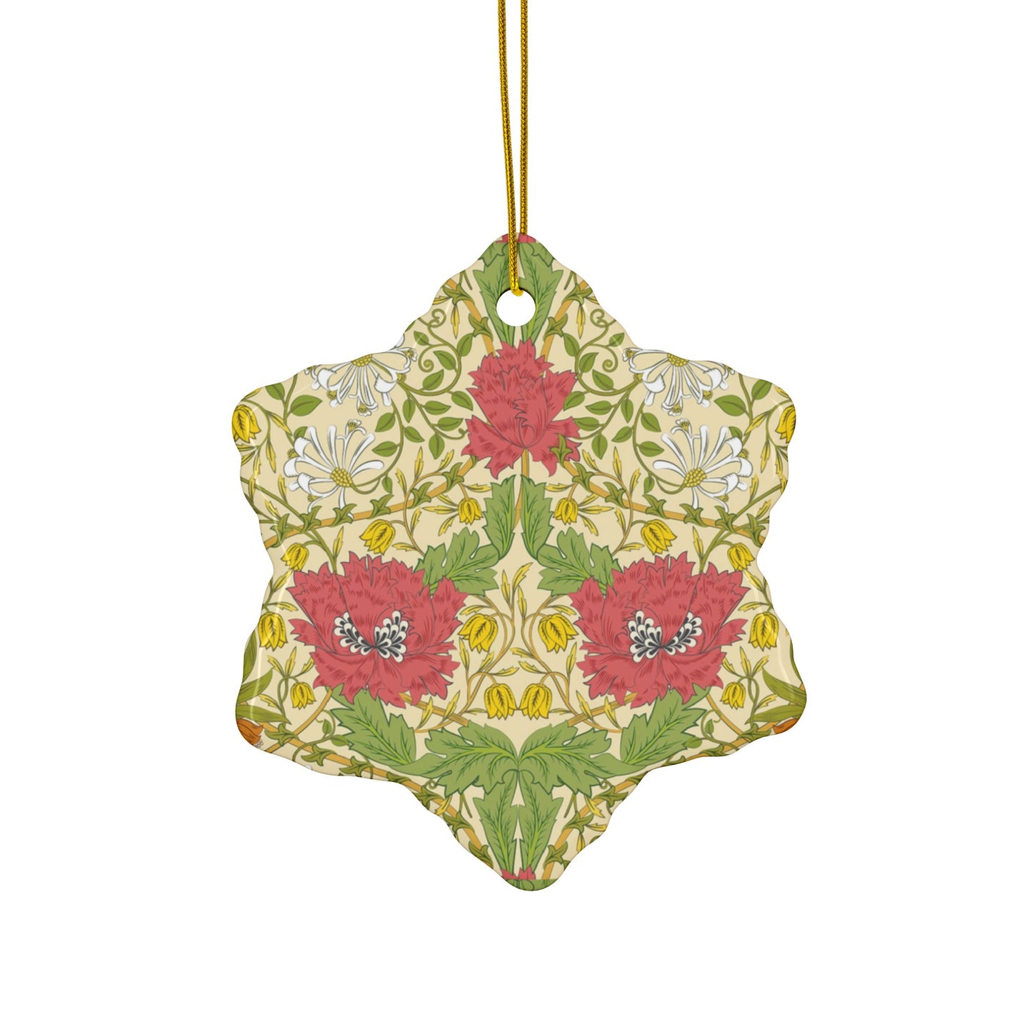 Ceramic Christmas Ornaments inspired by William Morris - Honeysuckle Collection (Summer) - Double Sided Print: 1pc, 3pcs, 5pcs, 10pcs