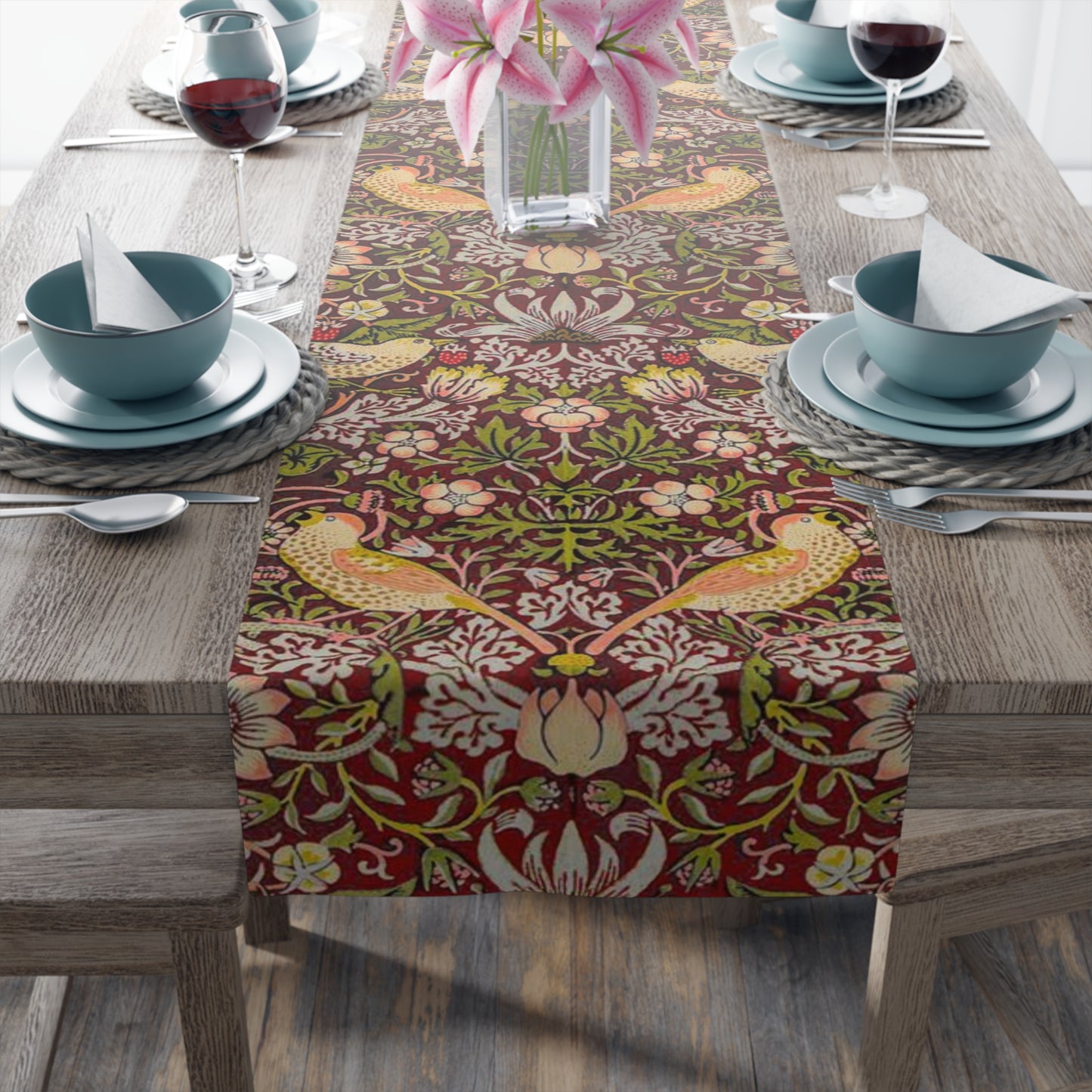 william-morris-co-table-runner-strawberry-thief-collection-crimson-5