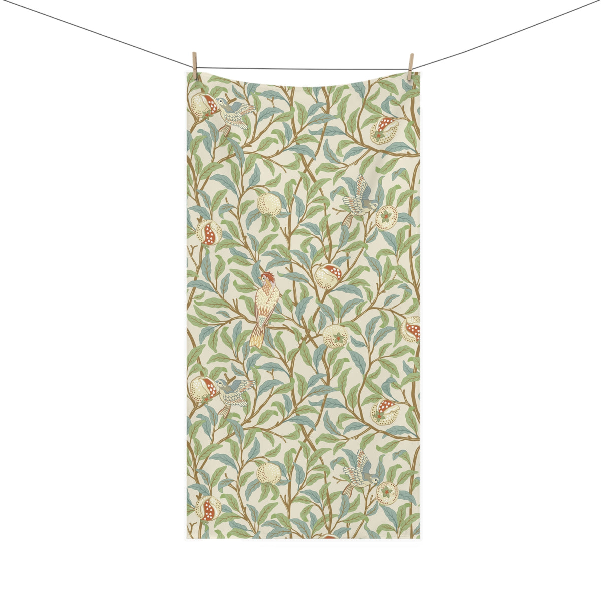 Bath Towel inspired by William Morris - Bird & Pomegranate Collection (Parchment)