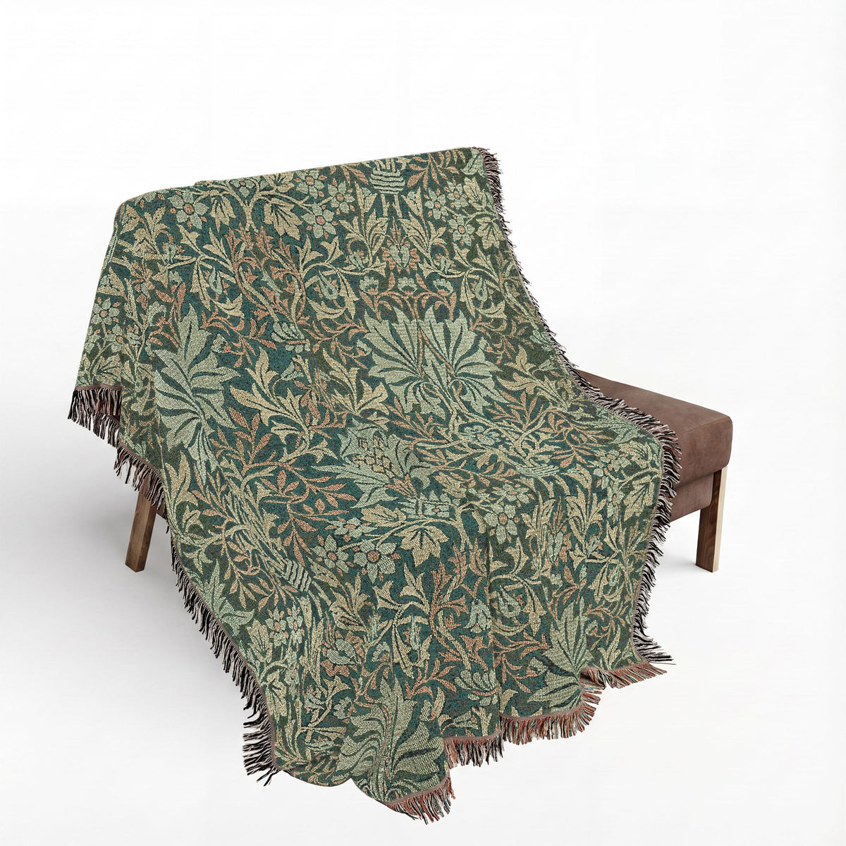 Woven Cotton Blanket inspired by William Morris - Flower Garden Collection