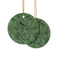 Ceramic Christmas Ornaments inspired by William Morris - Acanthus Collection (Green) - Double Sided Print: 1pc, 3pcs, 5pcs, 10pcs
