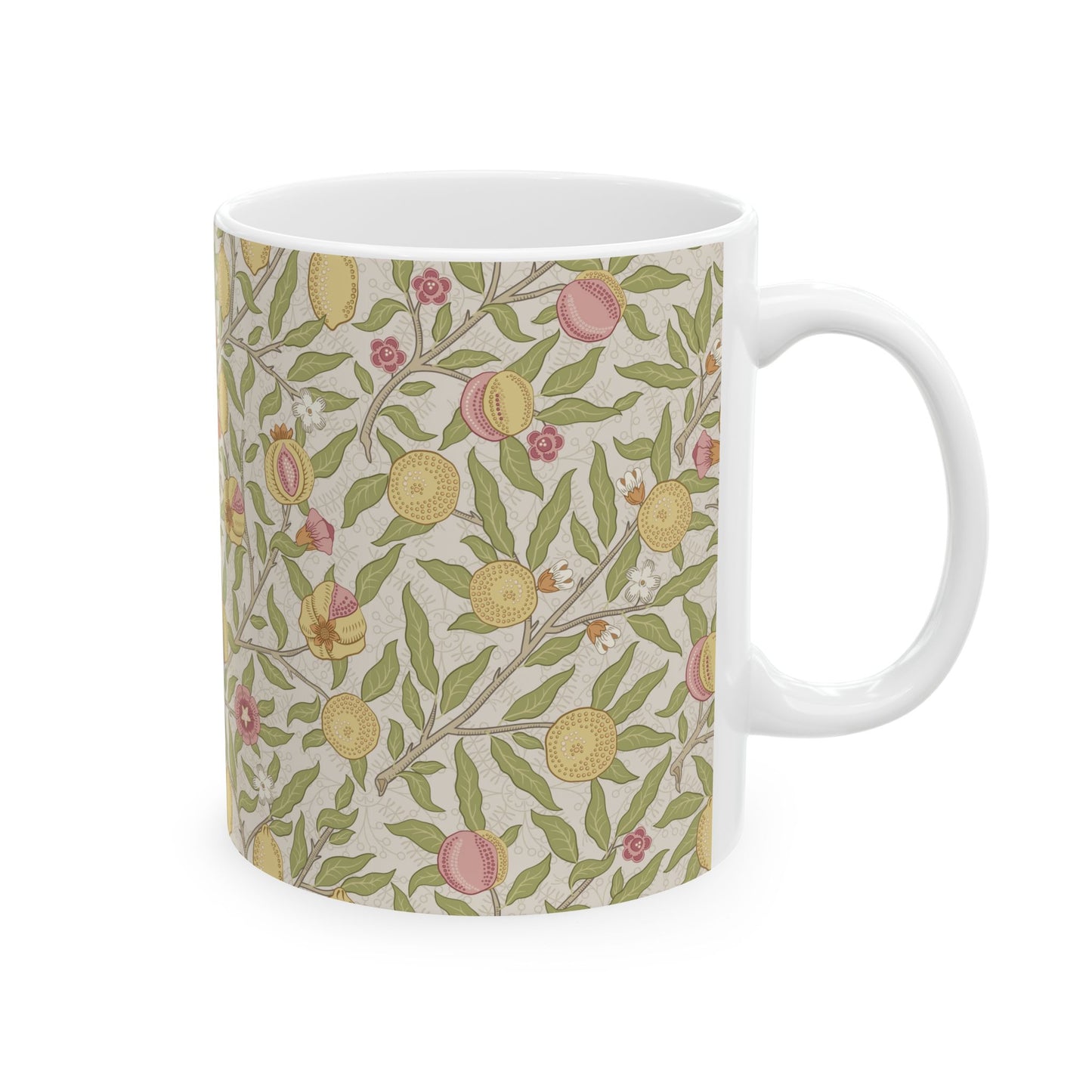 Ceramic Mug inspired by William Morris - Four Fruits Collection (Sand)