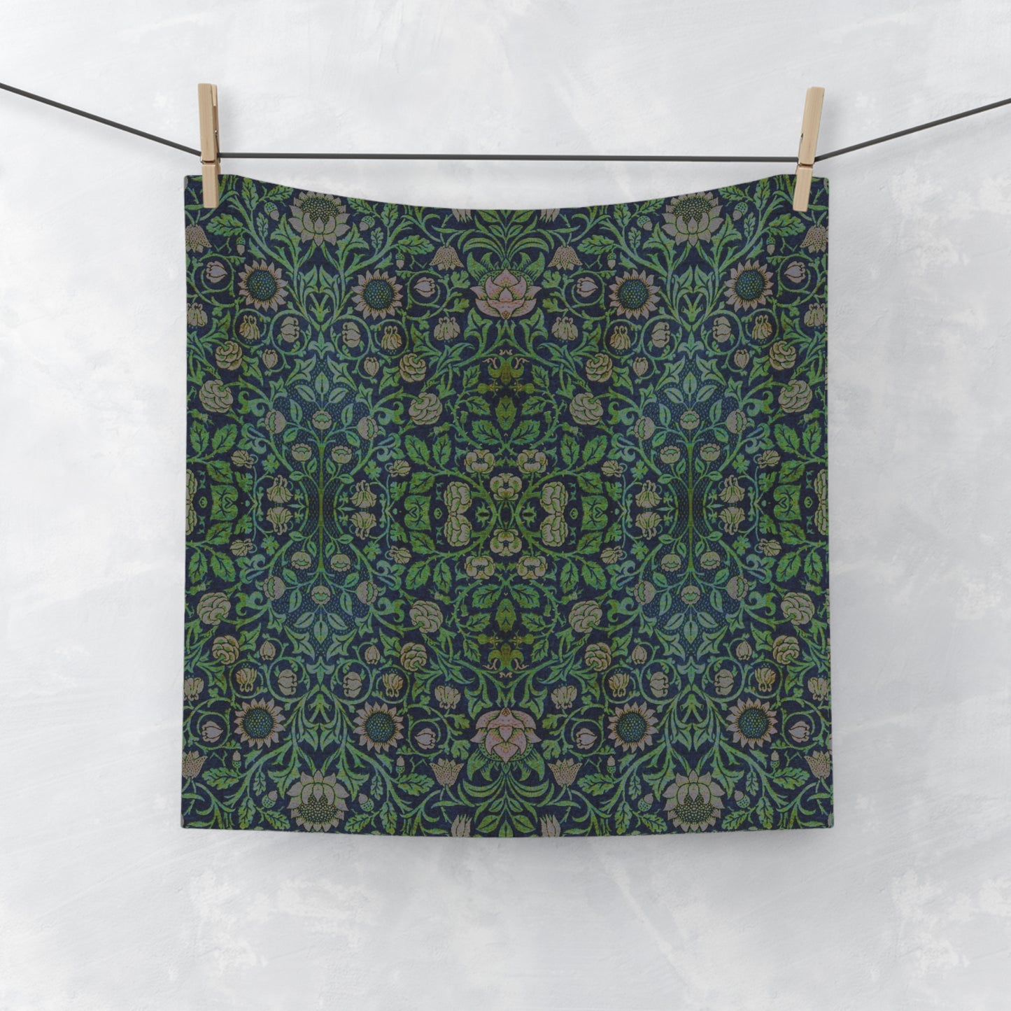 Face Cloth inspired by William Morris - Violet and Columbine Collection (Green)