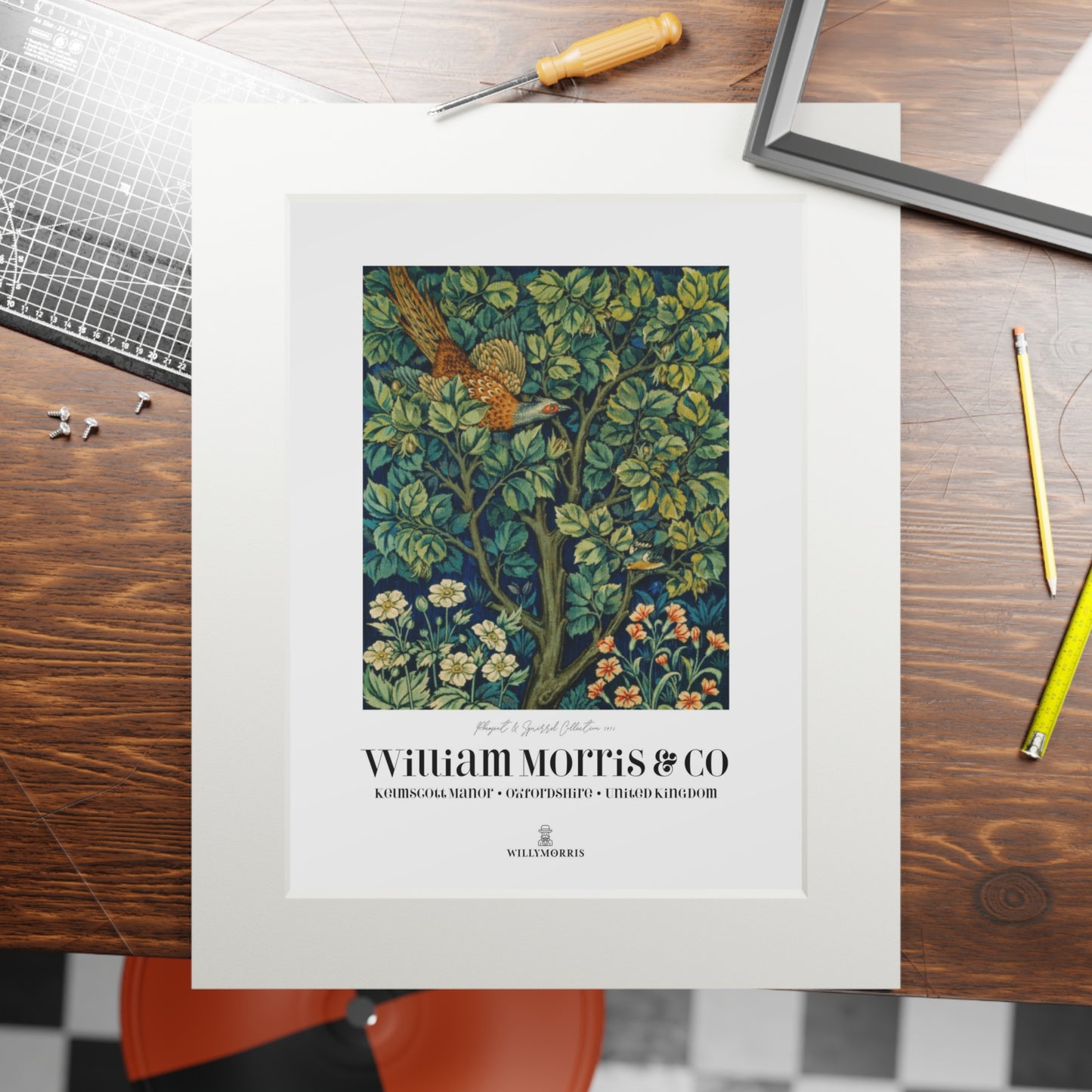 William Morris Botanical Fine Art Print with Passepartout Frame