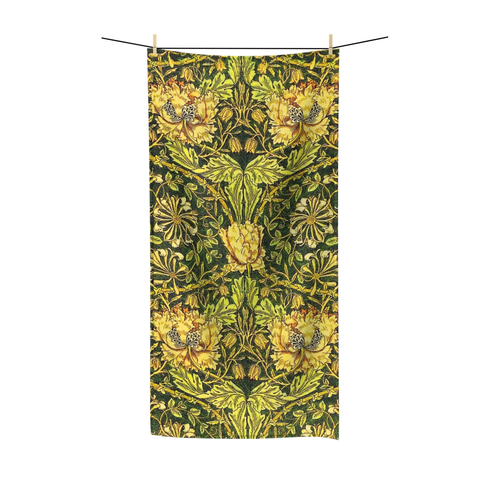 luxury-polycotton-towel-william-morris-honeysuckle-collection-gold-2