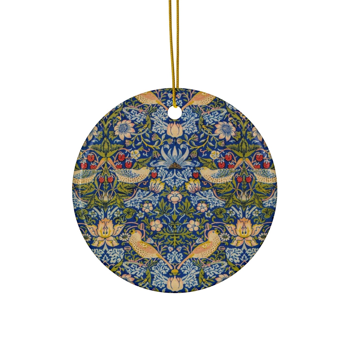 Ceramic Christmas Ornaments inspired by William Morris - Strawberry Thief Collection (Indigo) - Double Sided Print: 1pc, 3pcs, 5pcs, 10pcs