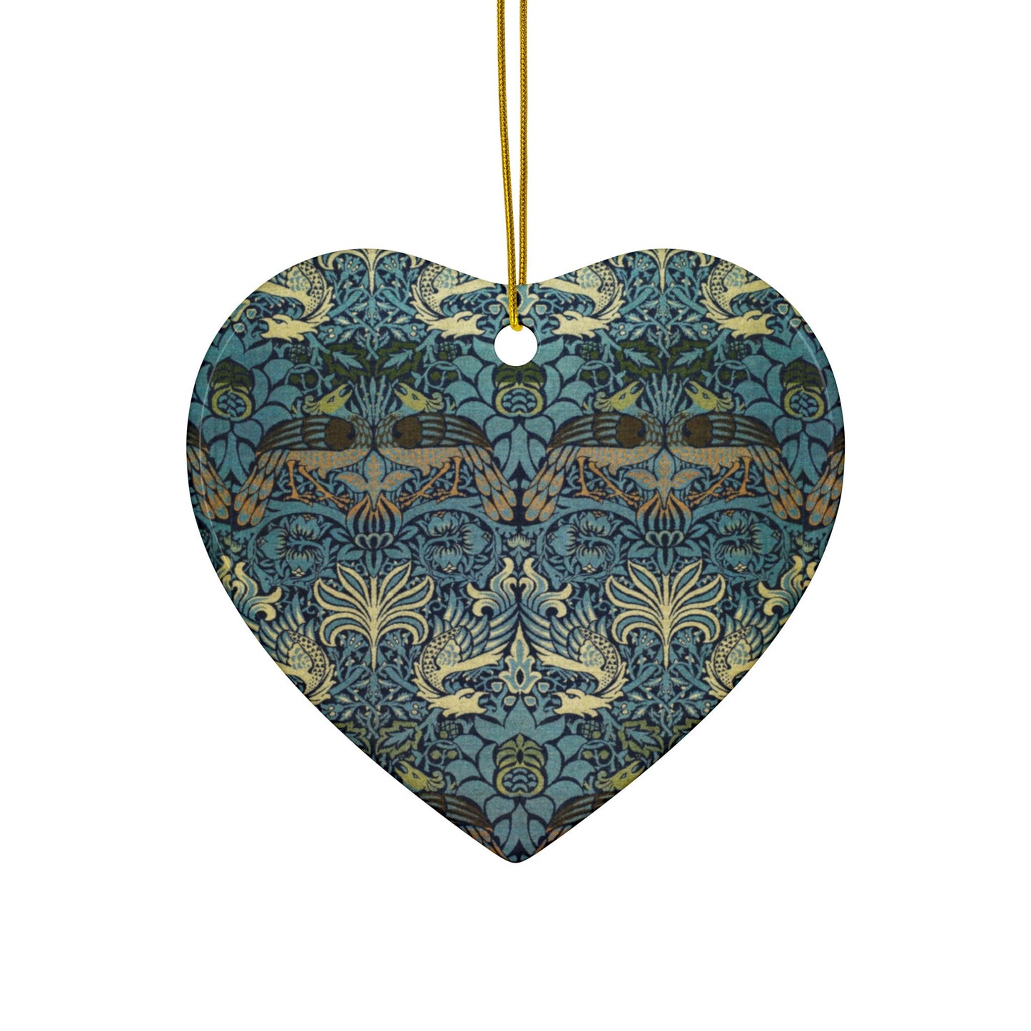 Ceramic Christmas Ornaments inspired by William Morris - Peacock & Dragon Collection - Double Sided Print: 1pc, 3pcs, 5pcs, 10pcs