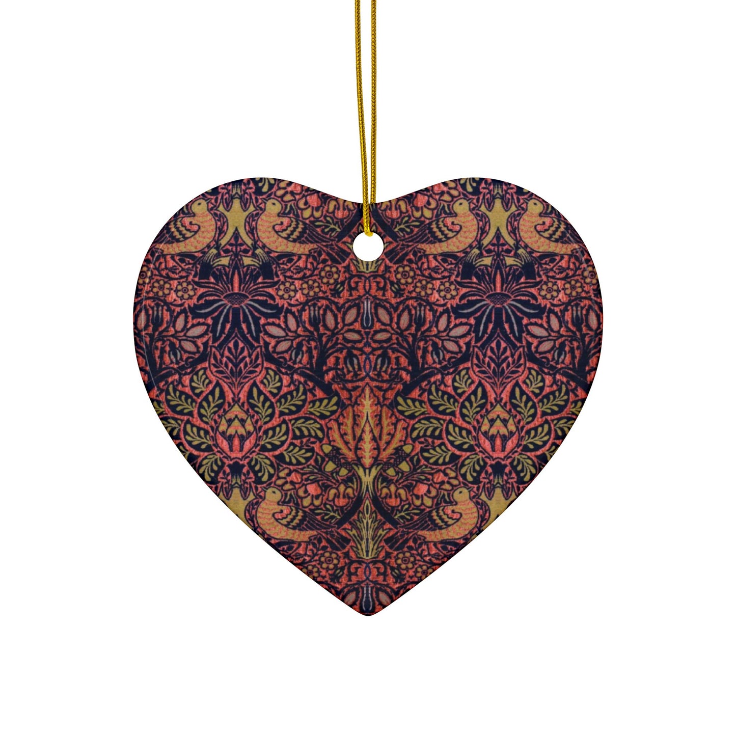 Ceramic Christmas Ornaments inspired by William Morris - Dove & Rose Collection - Double Sided Print: 1pc, 3pcs, 5pcs, 10pcs