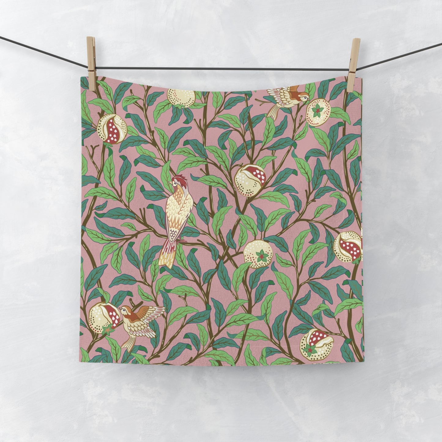 Washcloth inspired by William Morris - Bird & Pomegranate Collection (Rosella)