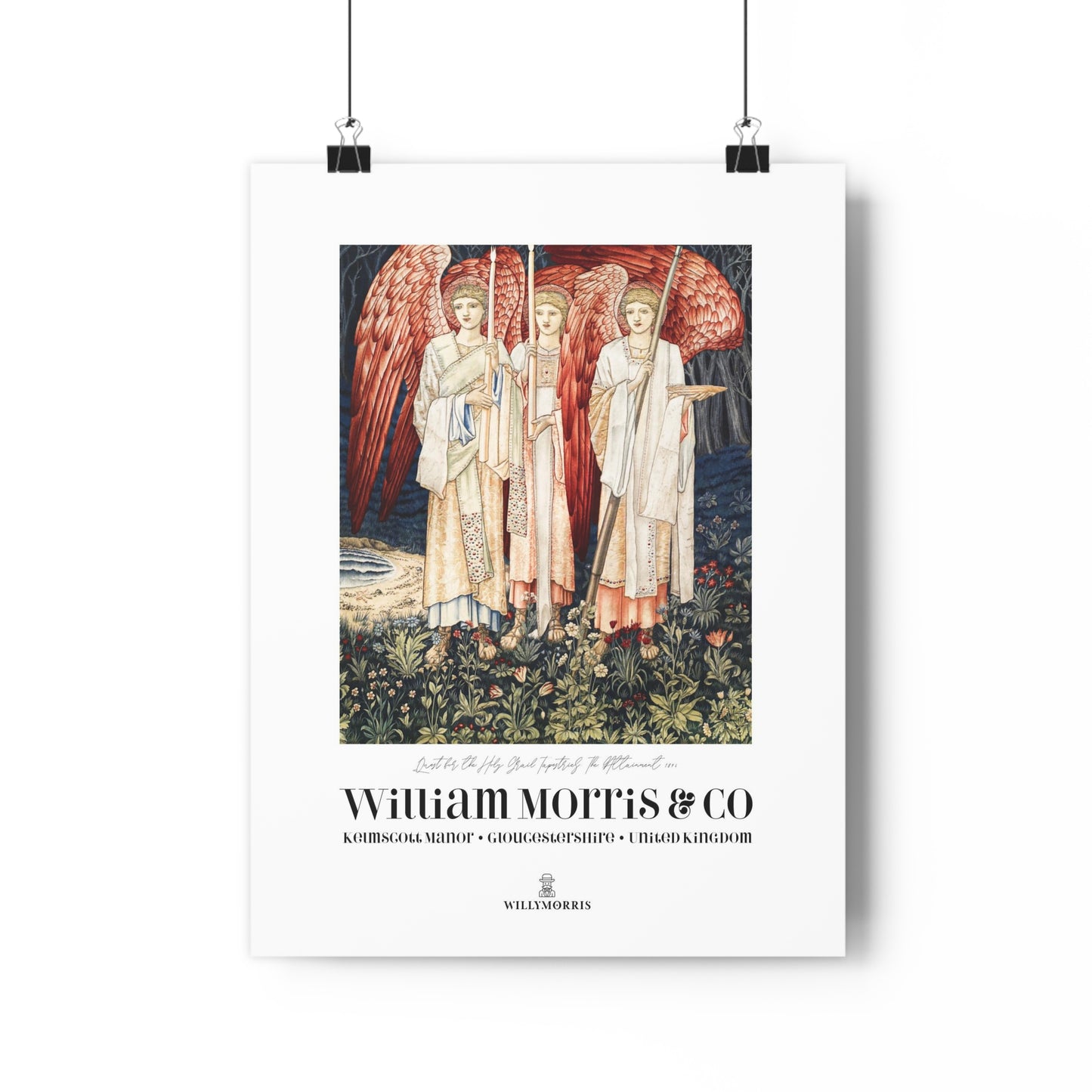 Giclée Art Print inspired by William Morris - Quest for the Holy Grail Collection (Red Angels)