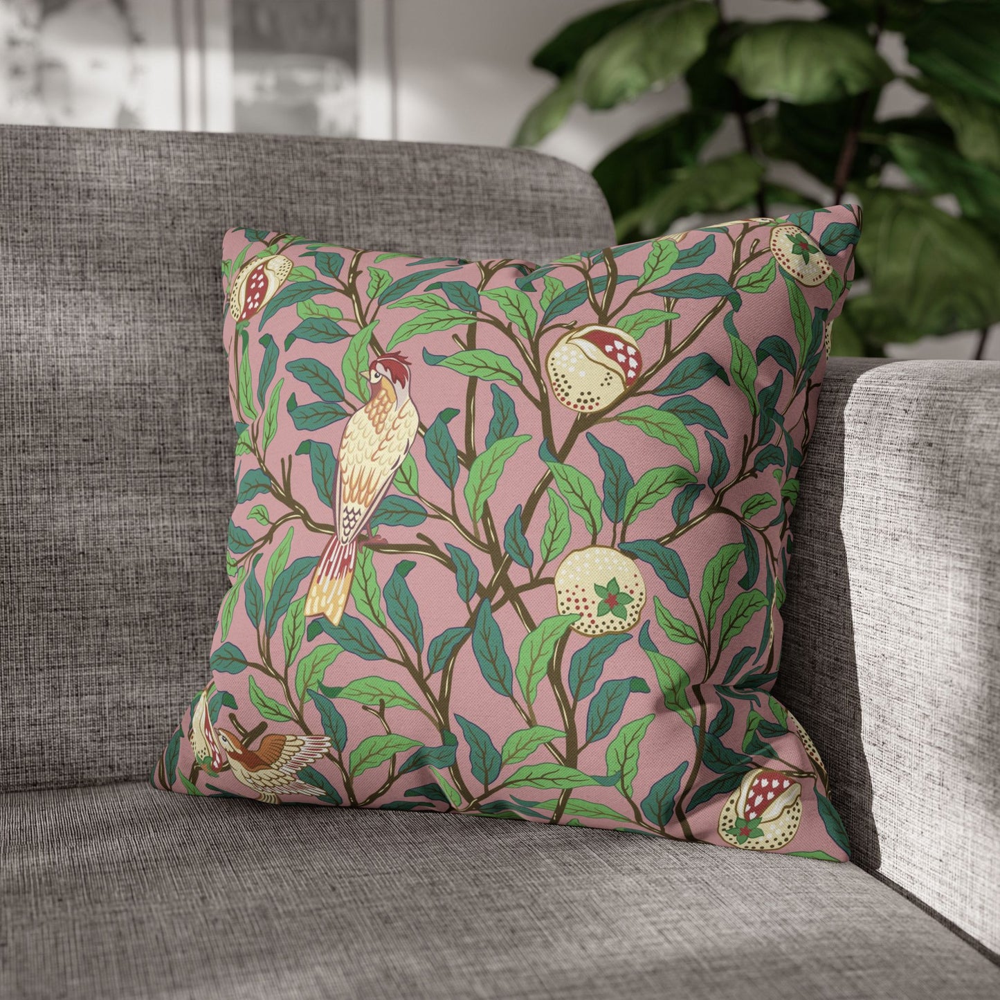Cushion Cover inspired by William Morris - Bird and Pomegranate Collection (Rosella)