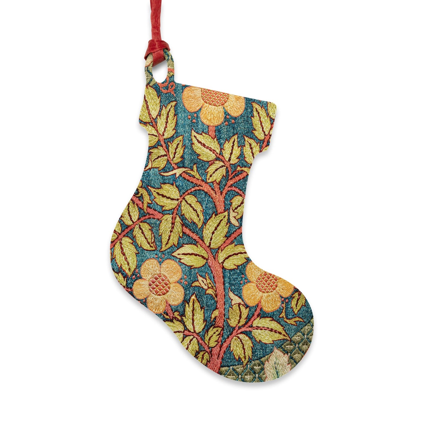 Wooden Christmas Ornaments inspired by William Morris - Rose Wreath Collection