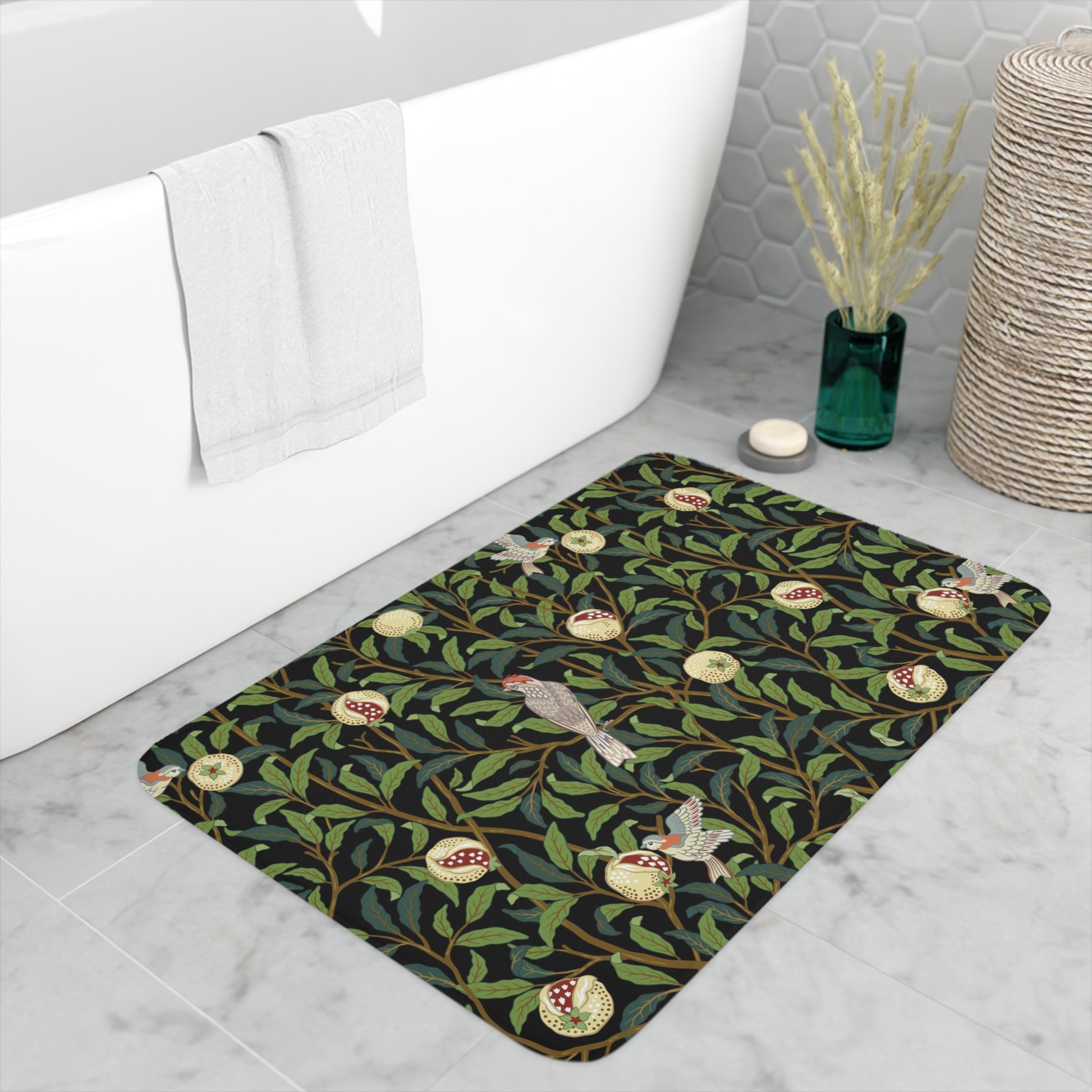 william-morris-co-memory-foam-bath-mat-bird-and-pomegranate-collection-onyx-5