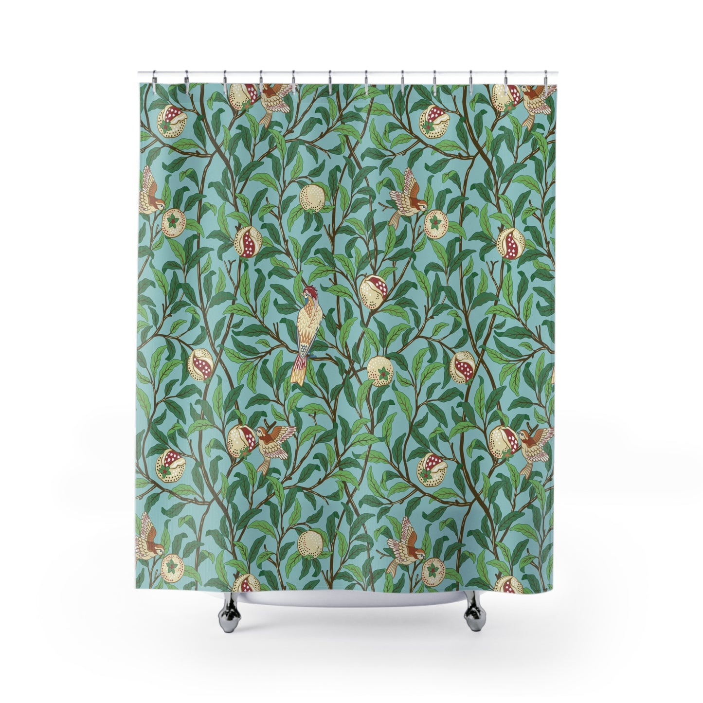 Shower Curtain inspired by William Morris - Bird and Pomegranate Collection (Tiffany Blue)