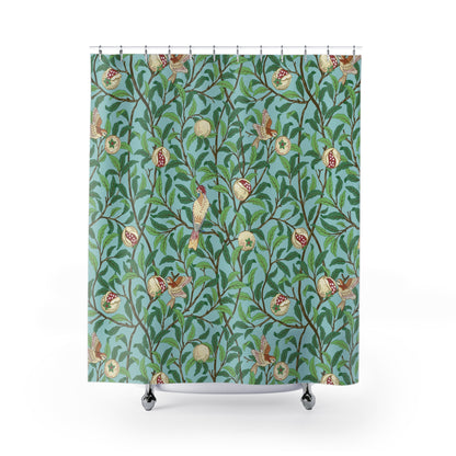 Shower Curtain inspired by William Morris - Bird and Pomegranate Collection (Tiffany Blue)