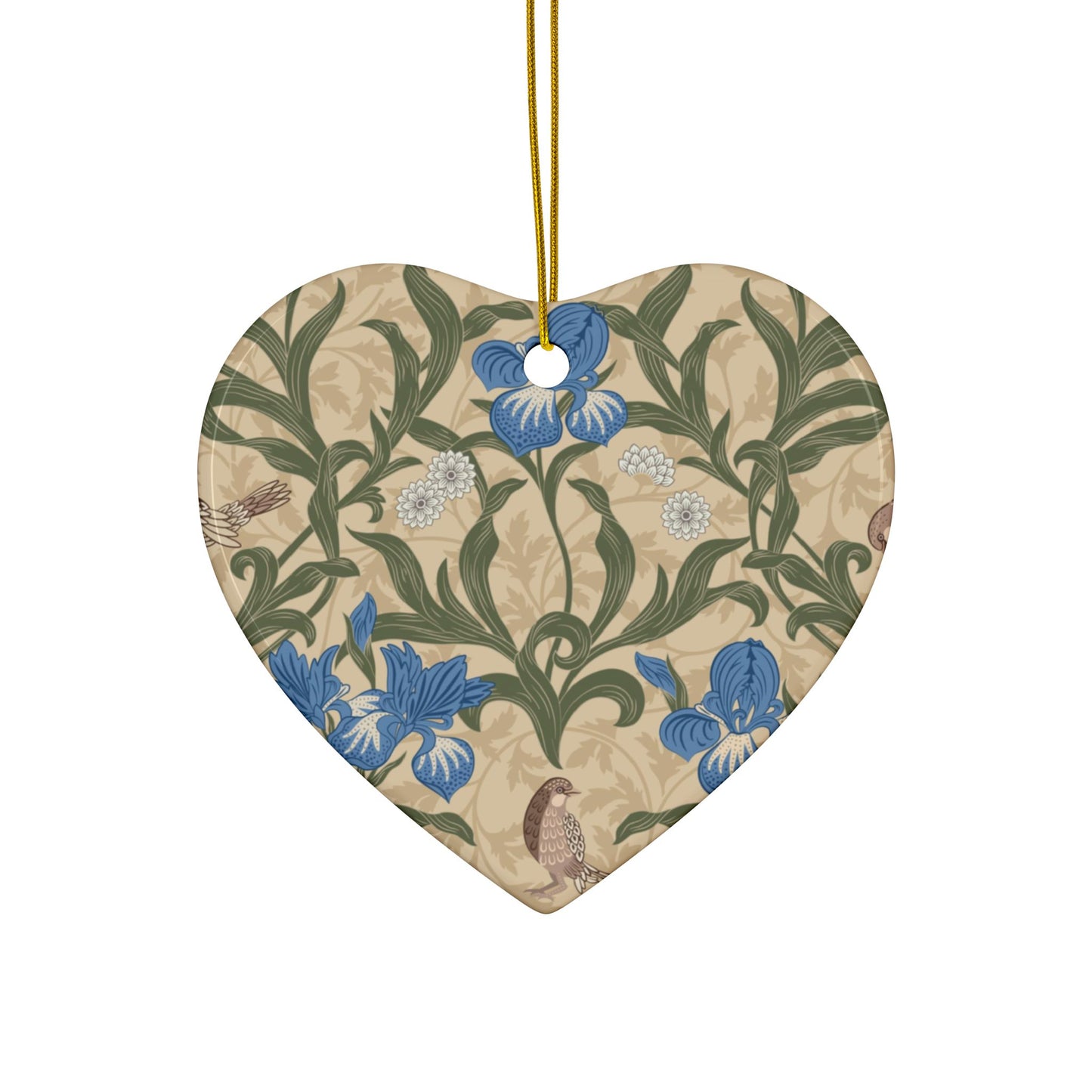 Ceramic Christmas Ornaments inspired by William Morris - Blue Iris Collection - Double Sided Print: 1pc, 3pcs, 5pcs, 10pcs