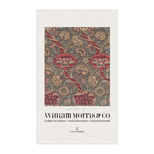 Kitchen Tea Towel inspired by William Morris - Wandle Collection (Red) - Art Print