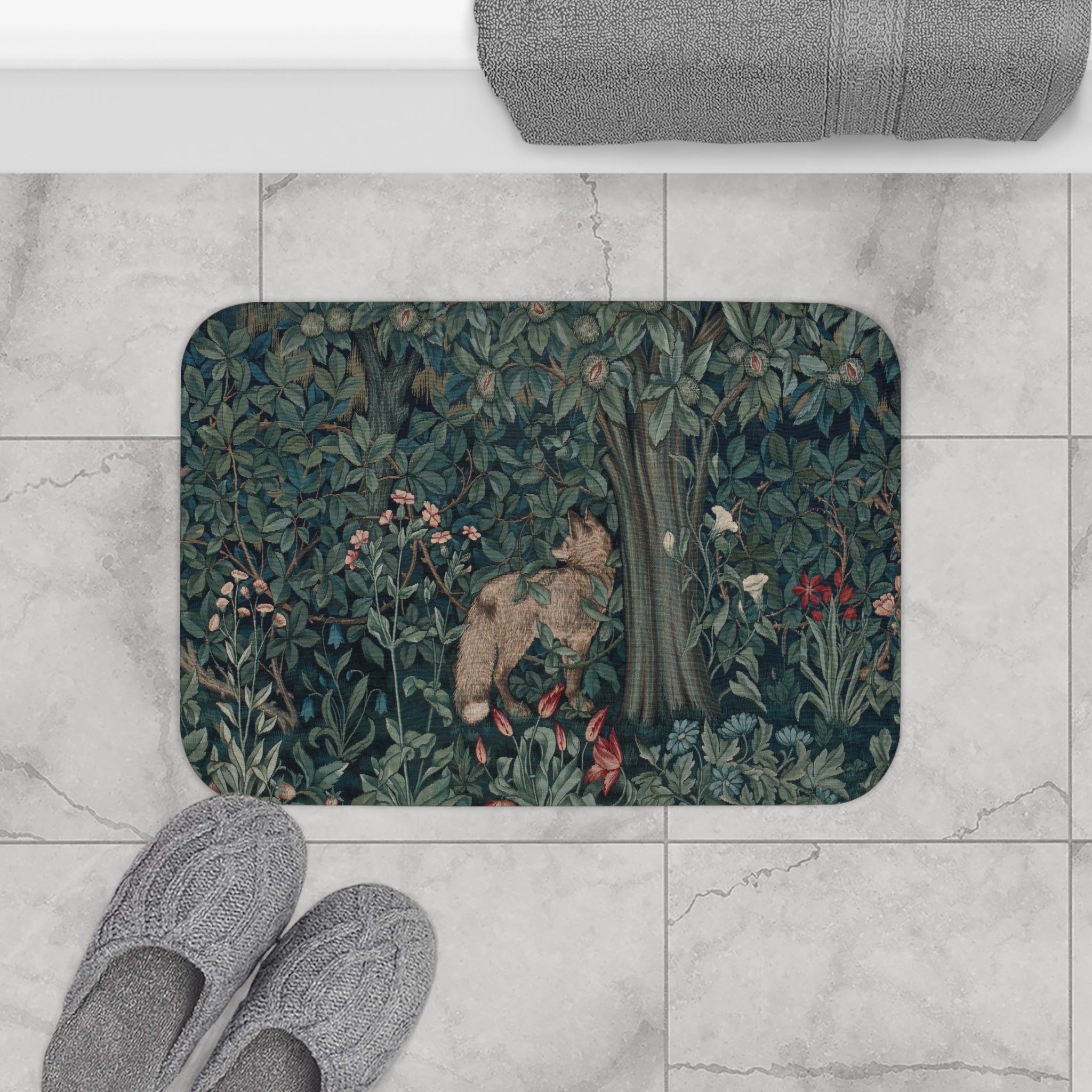Microfibre Bath Mat by William Morris - Greenery Collection (Fox