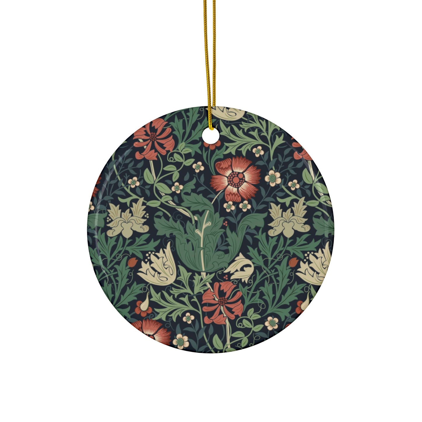 Ceramic Christmas Ornaments inspired by William Morris - Compton Collection (Hill Cottage) - Double Sided Print: 1pc, 3pcs, 5pcs, 10pcs