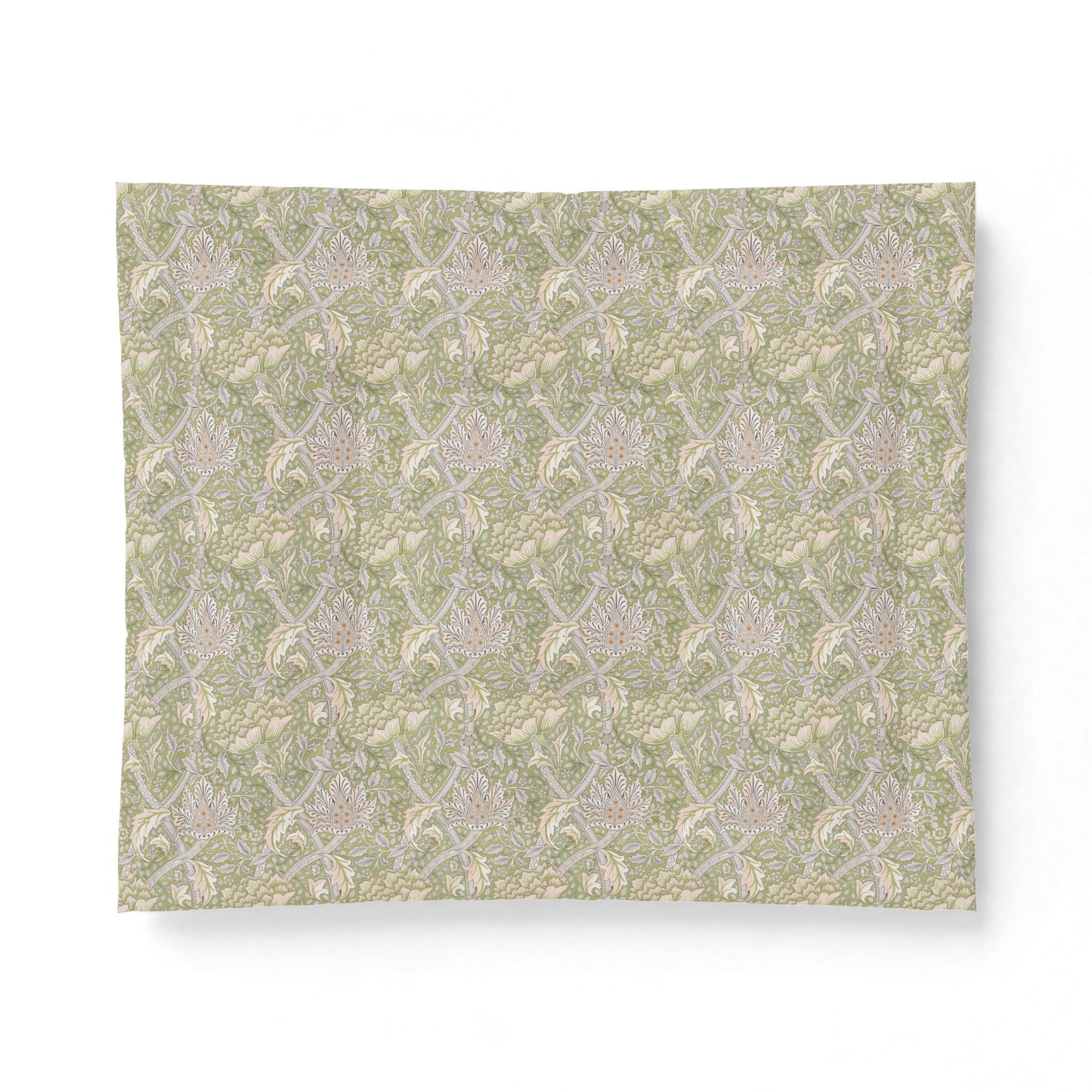 Floral Vine Cotton Comforter — Sage Green Botanical Duvet Cover