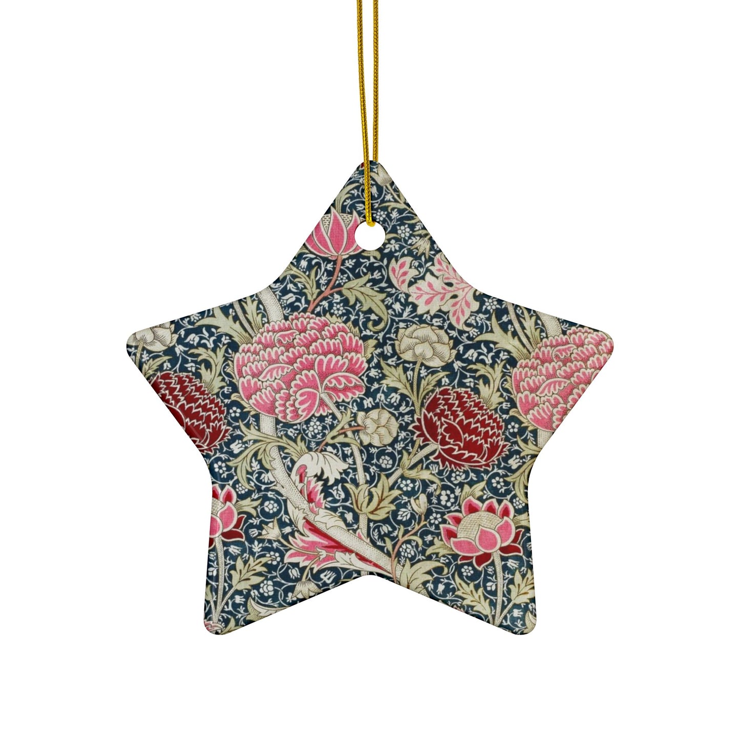Ceramic Christmas Ornaments inspired by William Morris - Cray Collection - Double Sided Print: 1pc, 3pcs, 5pcs, 10pcs