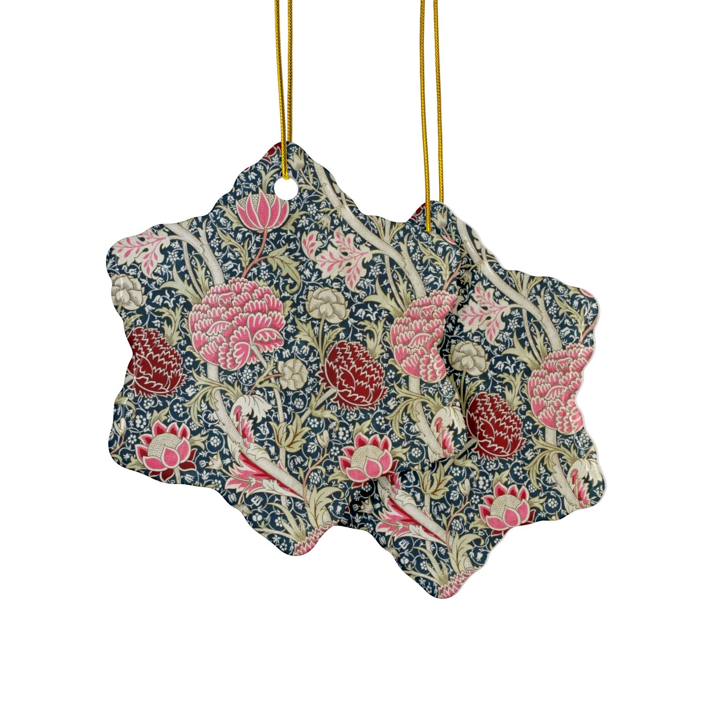 Ceramic Christmas Ornaments inspired by William Morris - Cray Collection - Double Sided Print: 1pc, 3pcs, 5pcs, 10pcs