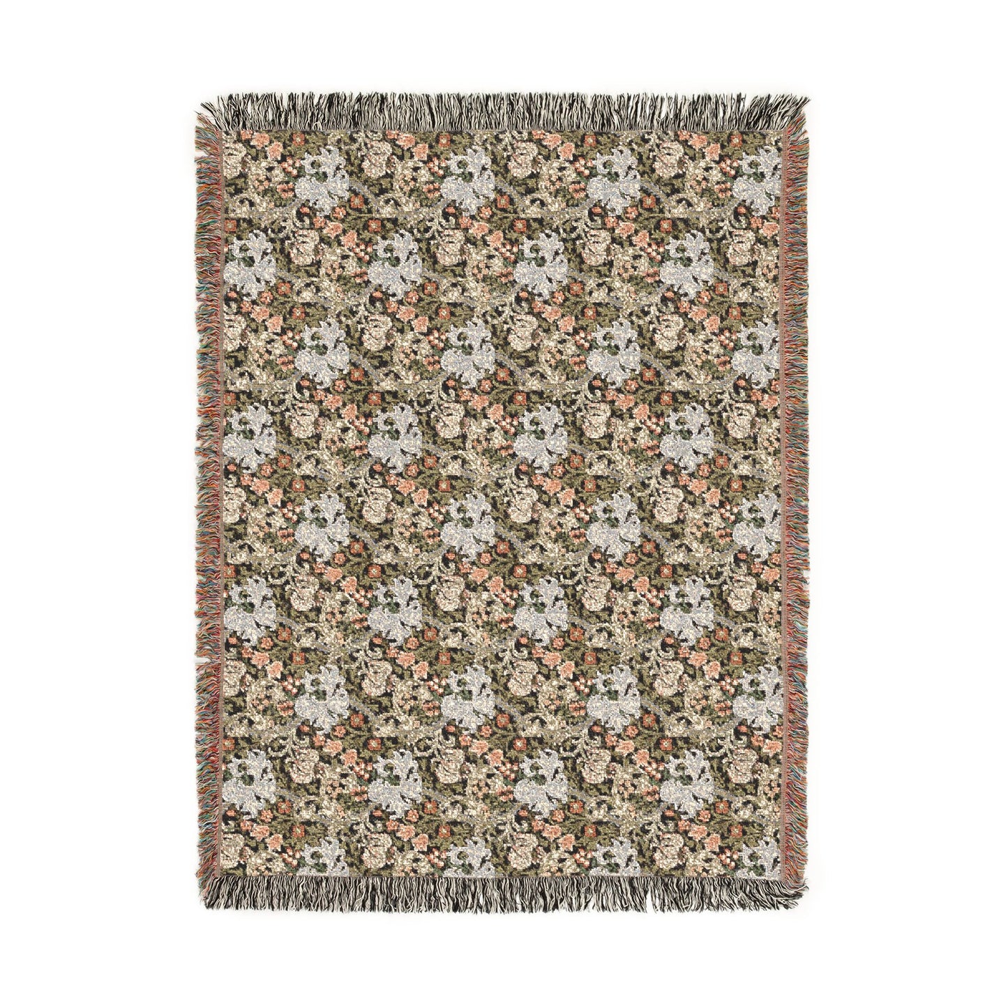 Woven Cotton Blanket inspired by William Morris - Golden Lily Collection (Midnight)