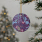 Ceramic Christmas Ornaments inspired by William Morris - Seaweed Collection (Pink Flower) - Double Sided Print: 1pc, 3pcs, 5pcs, 10pcs