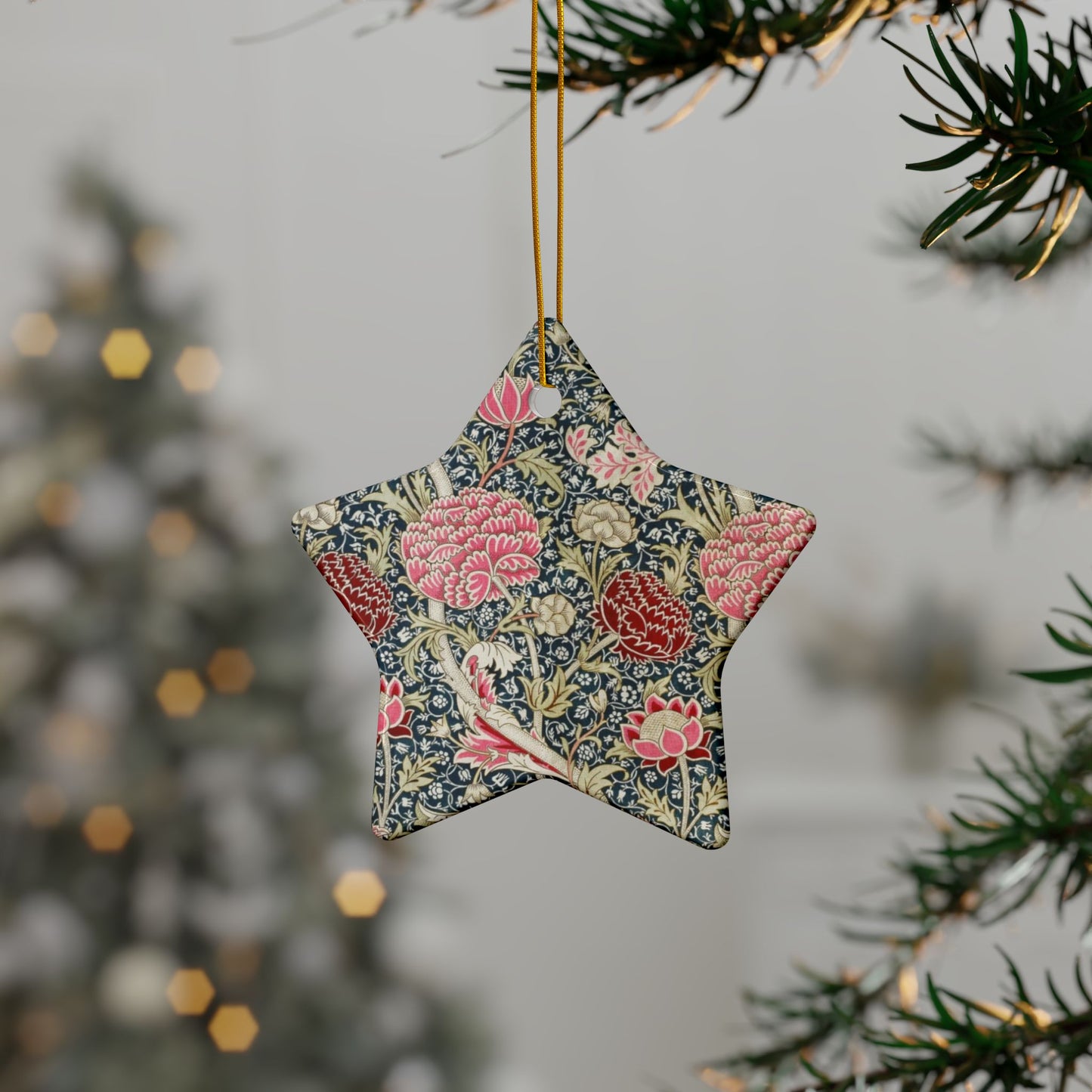 Ceramic Christmas Ornaments inspired by William Morris - Cray Collection - Double Sided Print: 1pc, 3pcs, 5pcs, 10pcs