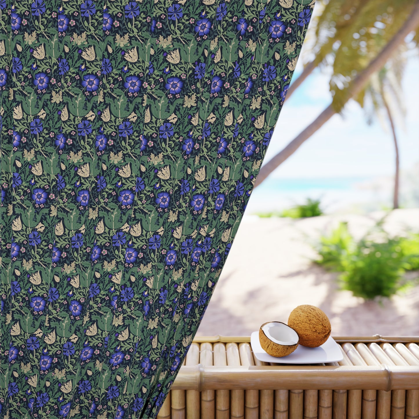 Blackout Window Curtain inspired by William Morris (1 Piece) - Compton Collection (Bluebell Cottage)