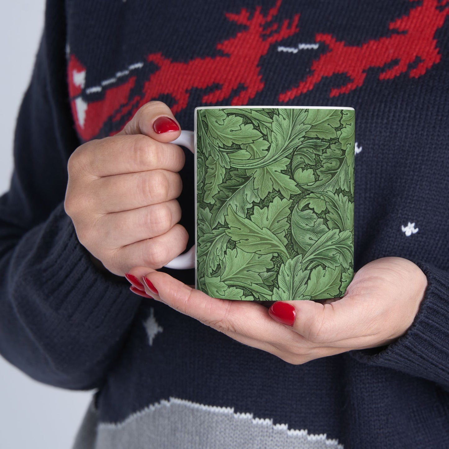 Ceramic Mug inspired by William Morris - Acanthus Collection (Green)