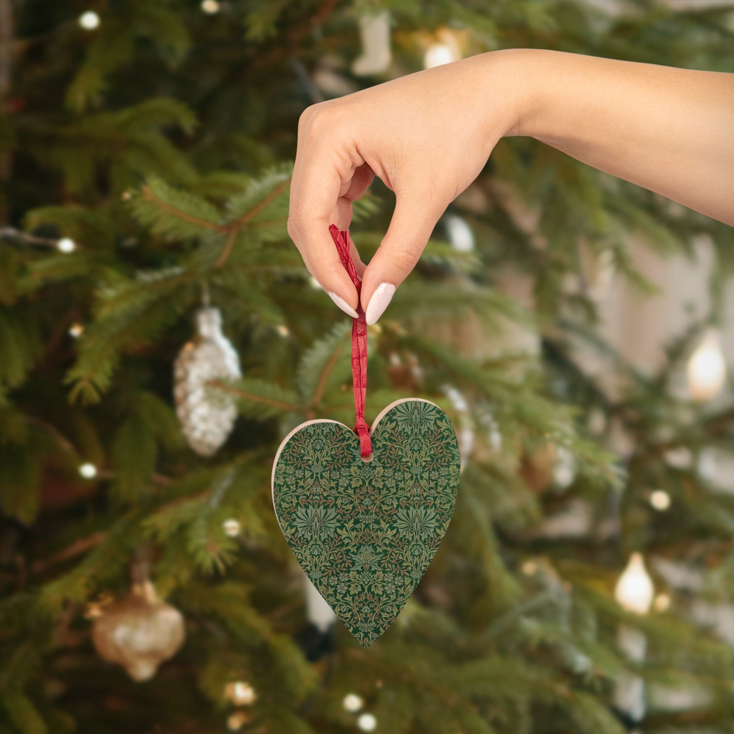Wooden Christmas Ornaments inspired by William Morris - Flower Garden Collection