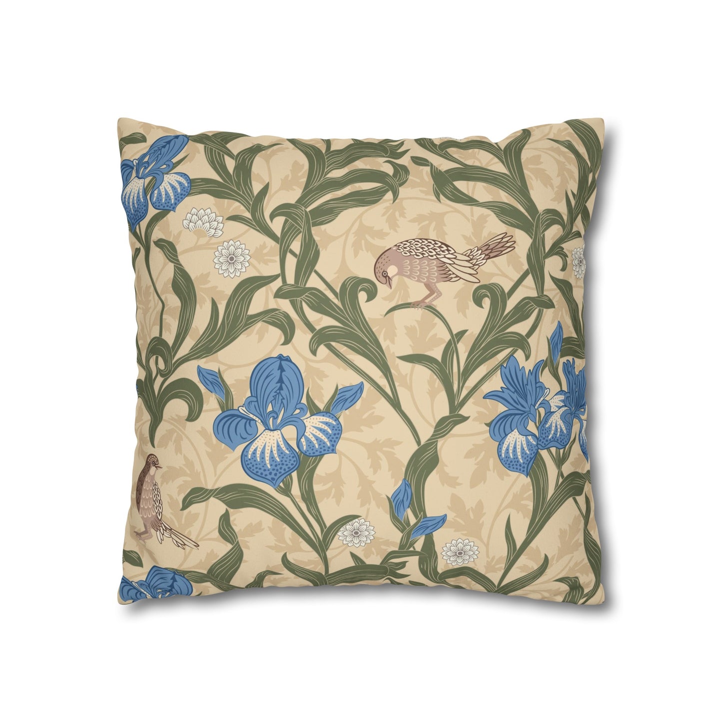 Faux Suede Cushion Cover inspired by William Morris - Blue Iris Collection