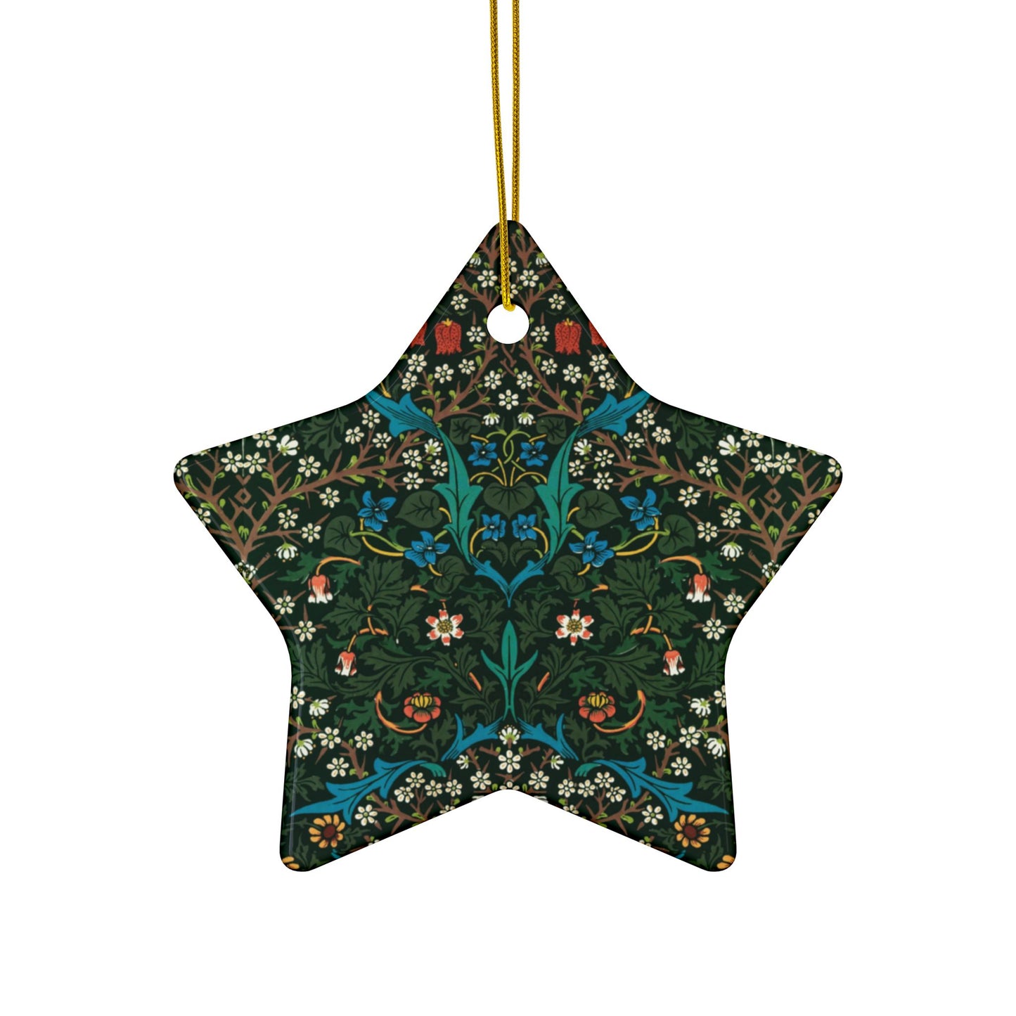 Ceramic Christmas Ornaments inspired by William Morris - Tulip Collection - Double Sided Print: 1pc, 3pcs, 5pcs, 10pcs