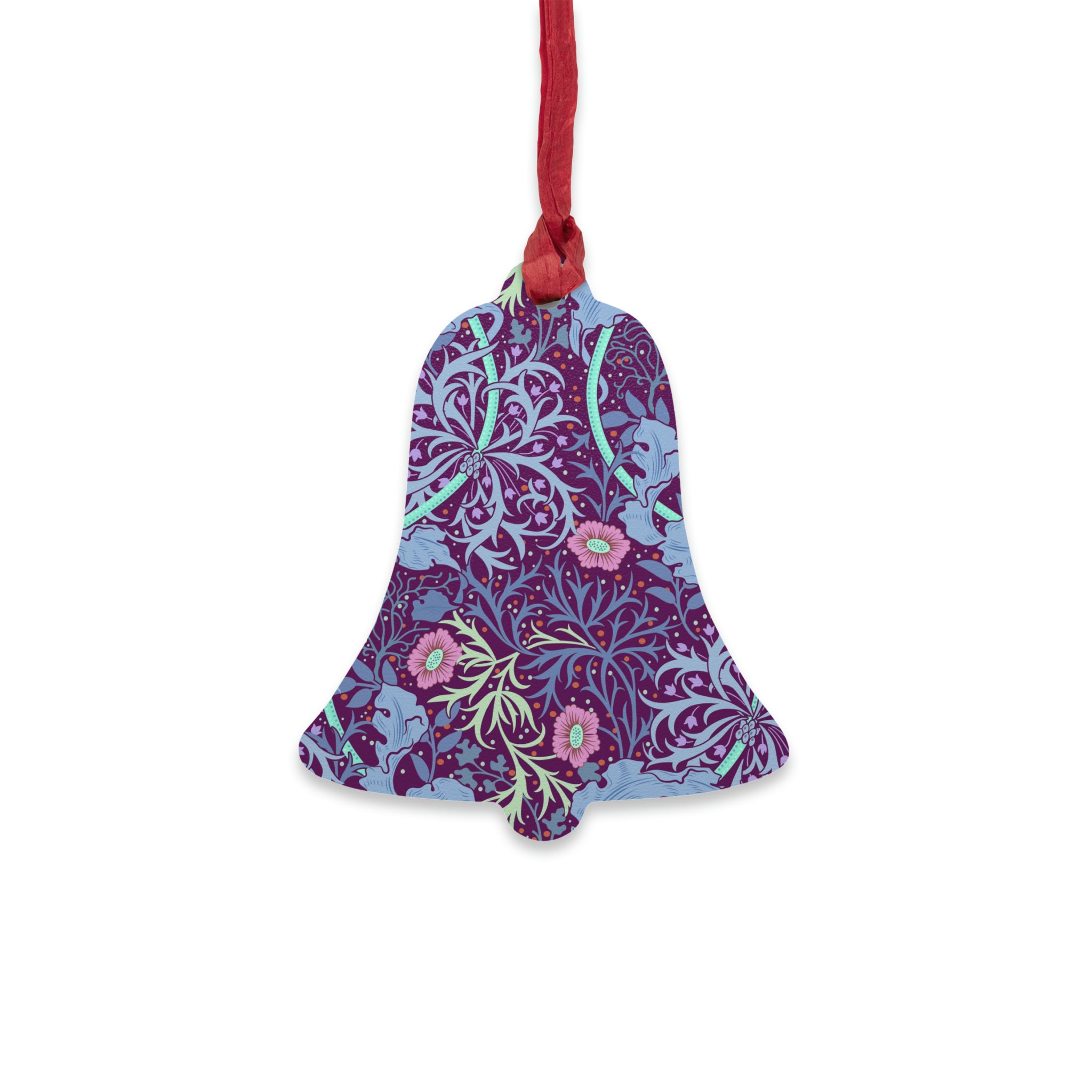 Wooden Christmas Ornaments by William Morris - Seaweed (Pink