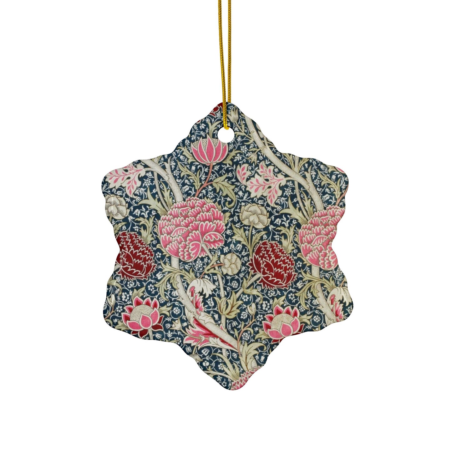 Ceramic Christmas Ornaments inspired by William Morris - Cray Collection - Double Sided Print: 1pc, 3pcs, 5pcs, 10pcs