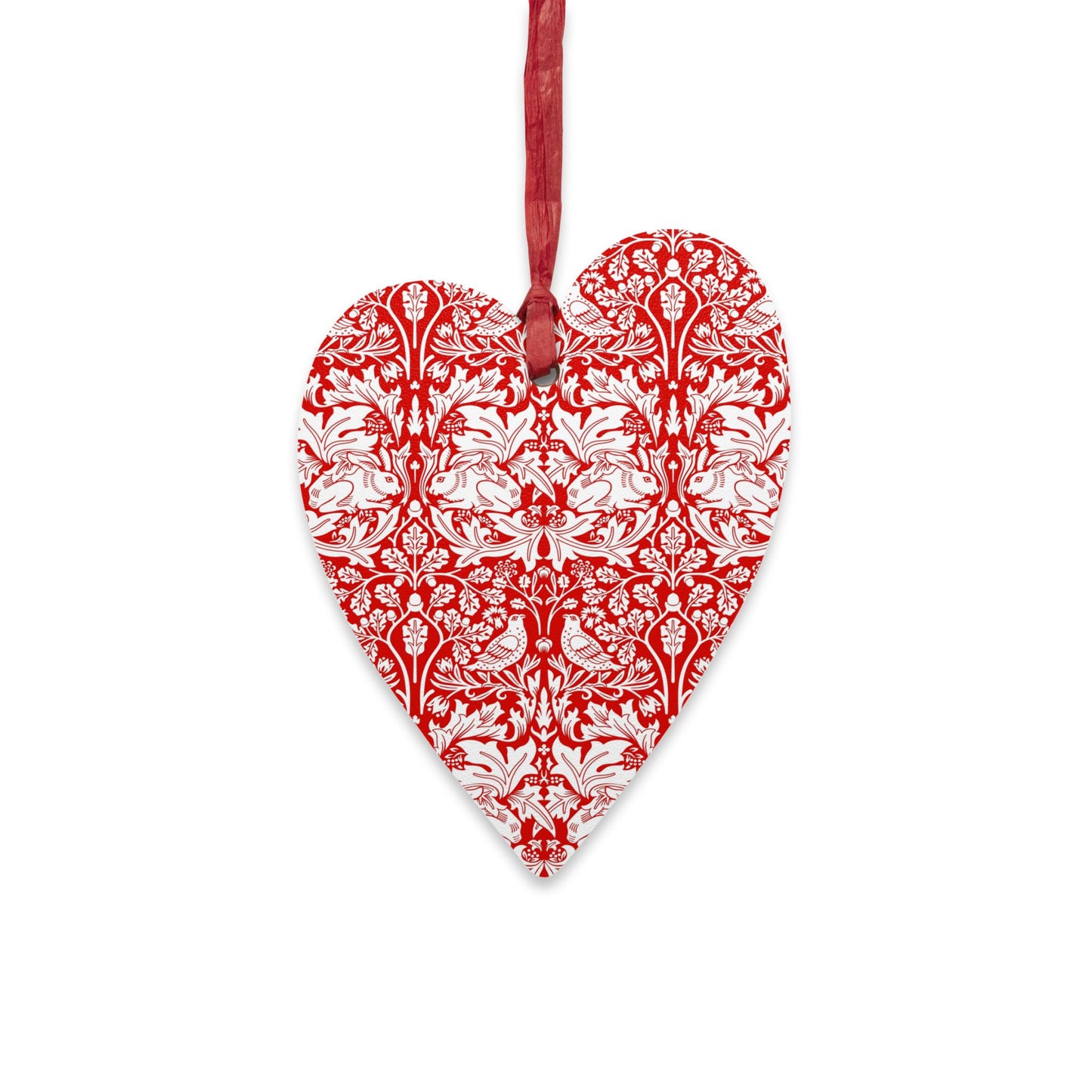 Wooden Christmas Ornaments inspired by William Morris - Brer Rabbit Collection (Red)