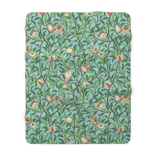 fleece-blanket-william-morris-bird-and-pomegranate-tiffany-blue-1