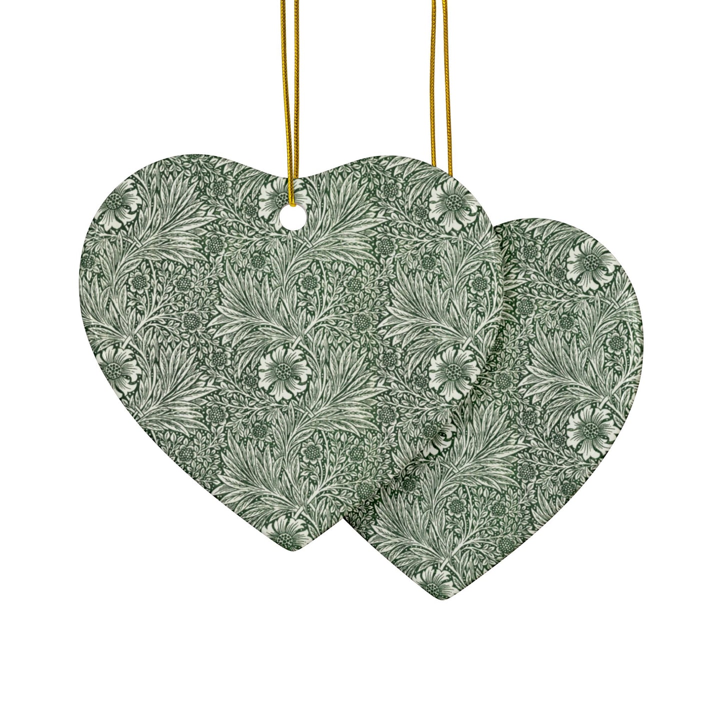 Ceramic Christmas Ornaments inspired by William Morris - Marigold Collection - Double Sided Print: 1pc, 3pcs, 5pcs, 10pcs