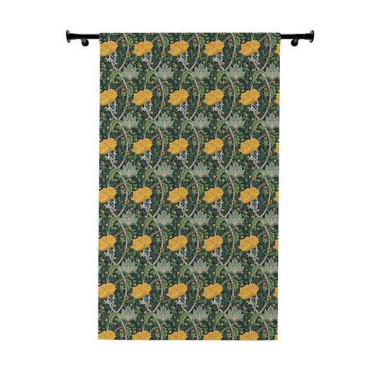 Blackout Window Curtain inspired by William Morris (1 Piece) - Chrysanthemum Collection (Yellow)